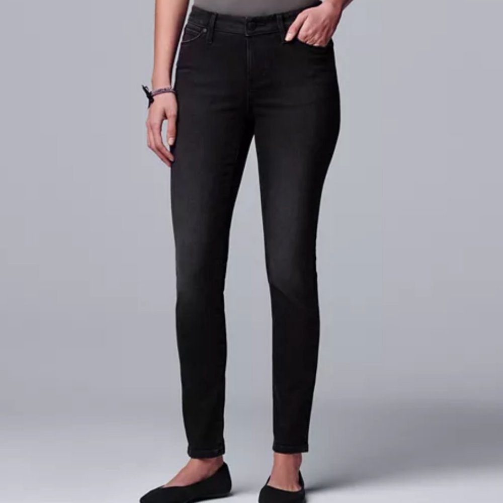 Skinny Black Ankle Jeans Simply Vera Vera Wang Size 16